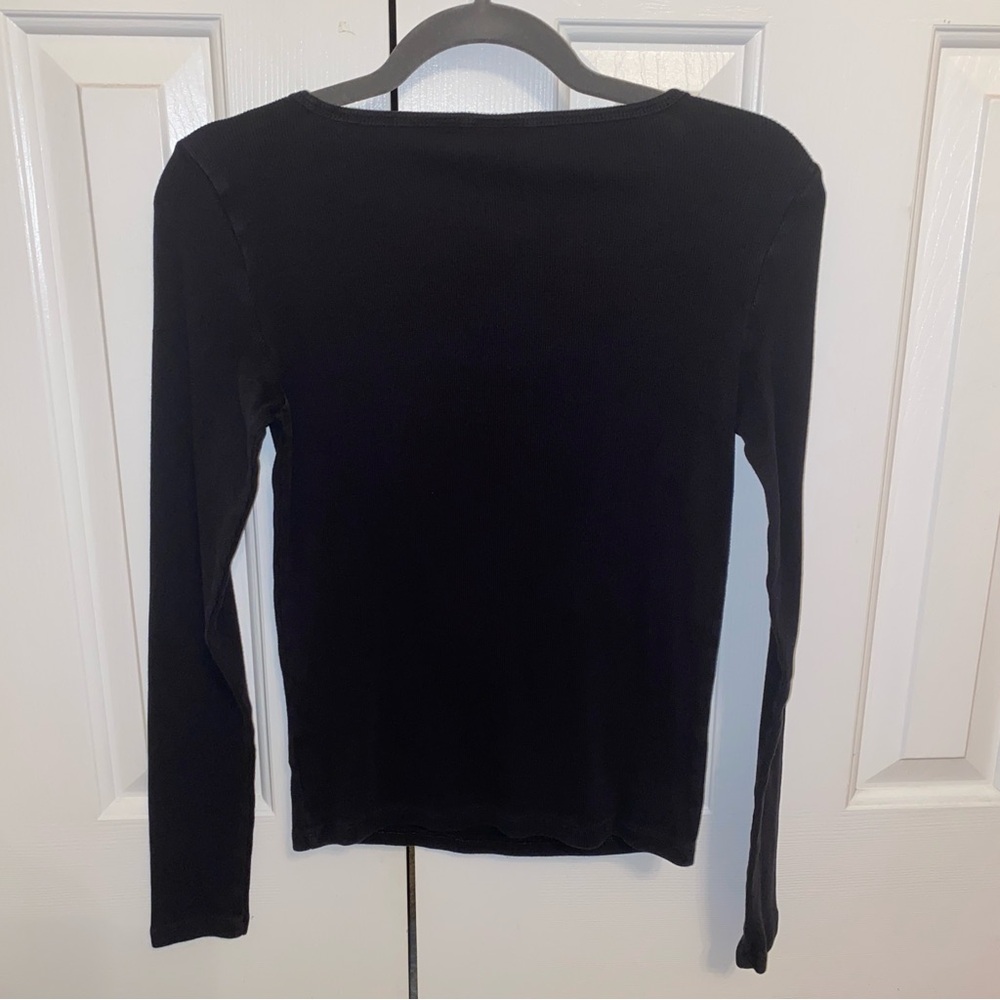 Aritzia HomeStretch Rib Squareneck Longsleeve Top in Black - Picture 10 of 11